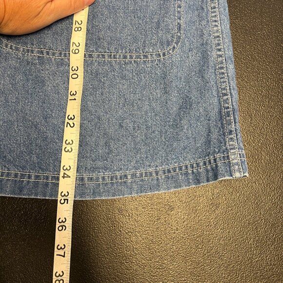 VTG Liz Authentic Denim Sleeveless Jumper Dress Size Medium Cottagecore Western - Picture 6 of 6